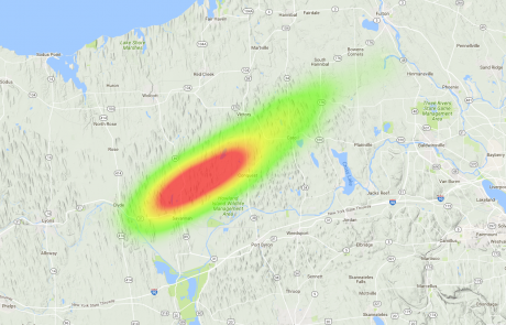 OLHZN-5 High Altitude Balloon Flight Final Prediction Landing Zone Heat Map