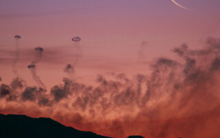Moon and Smoke Rings from Mt. Etna