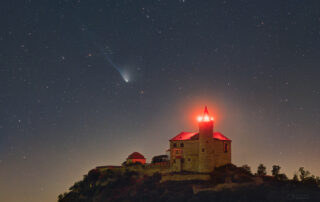 Comet Olbers over Kunetice Castle