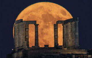 Supermoon Beyond the Temple of Poseidon