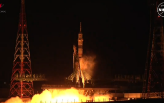 crewed-soyuz-spacecraft-launches,-trio-headed-to-space-station