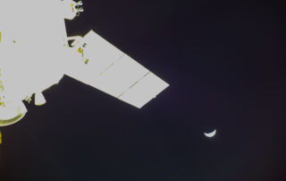 Artemis I FD 17 Orion and a Crescent Moon